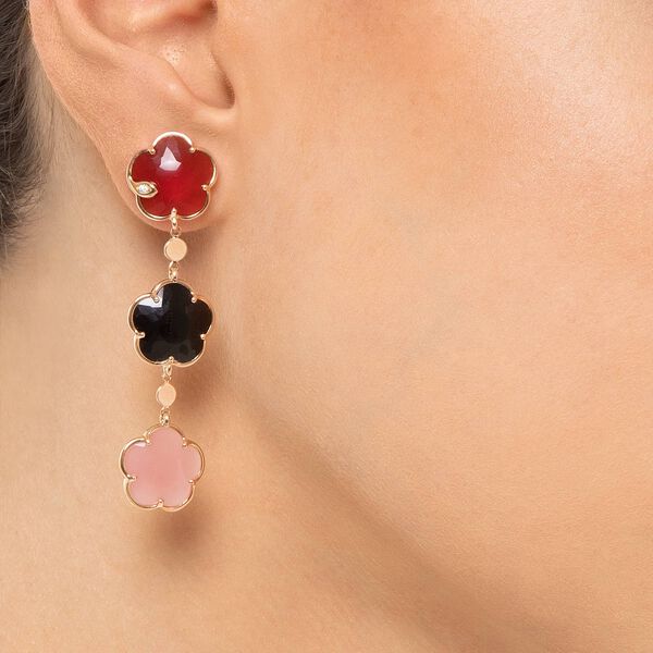 Petit Joli Rose Gold, Multi Stone and Diamond Drop Earrings